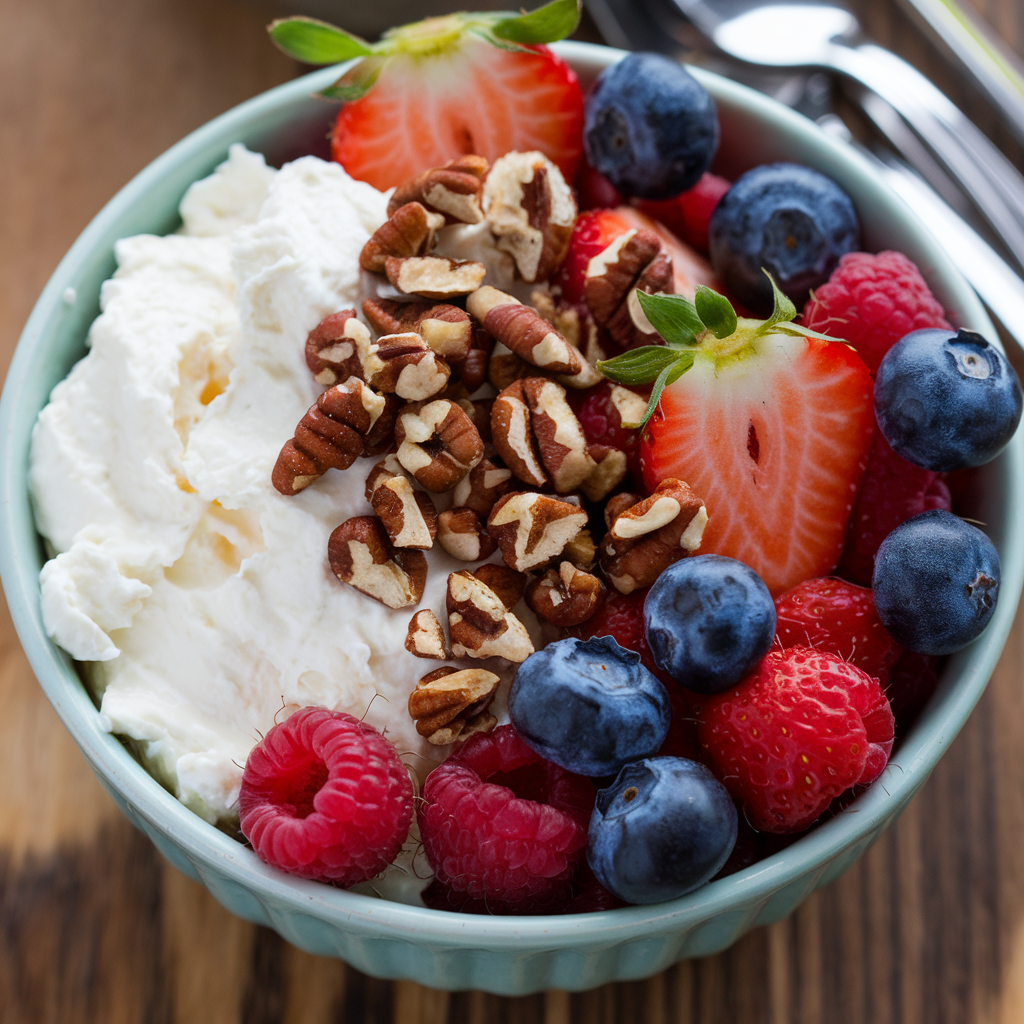 Cottage Cheese with Fresh Fruits and Nuts
