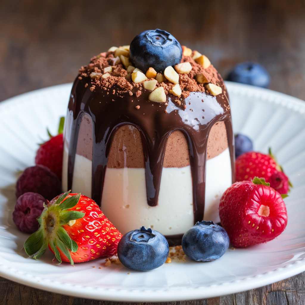 High Protein Dessert, Healthy and Delicious Protein-Packed Mousse with Berries and Nuts