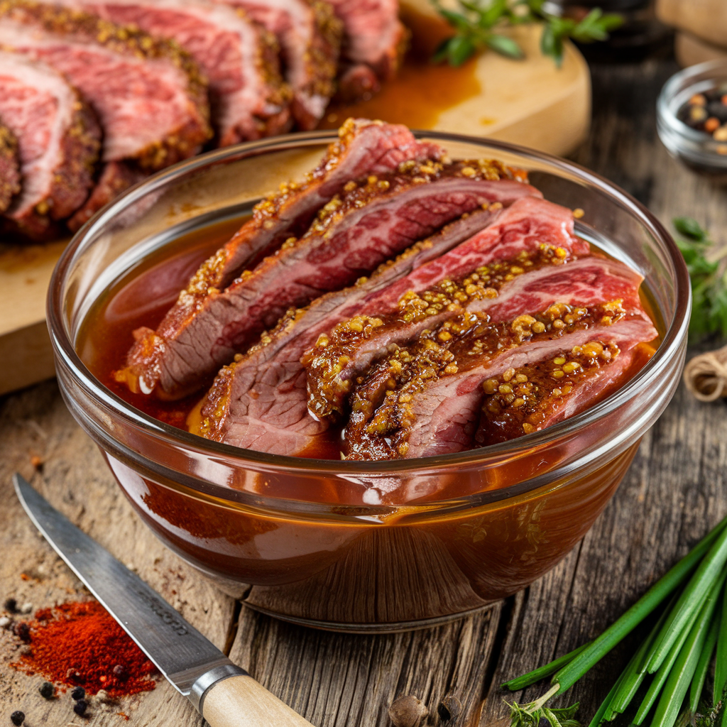 Marinating Beef Strips
