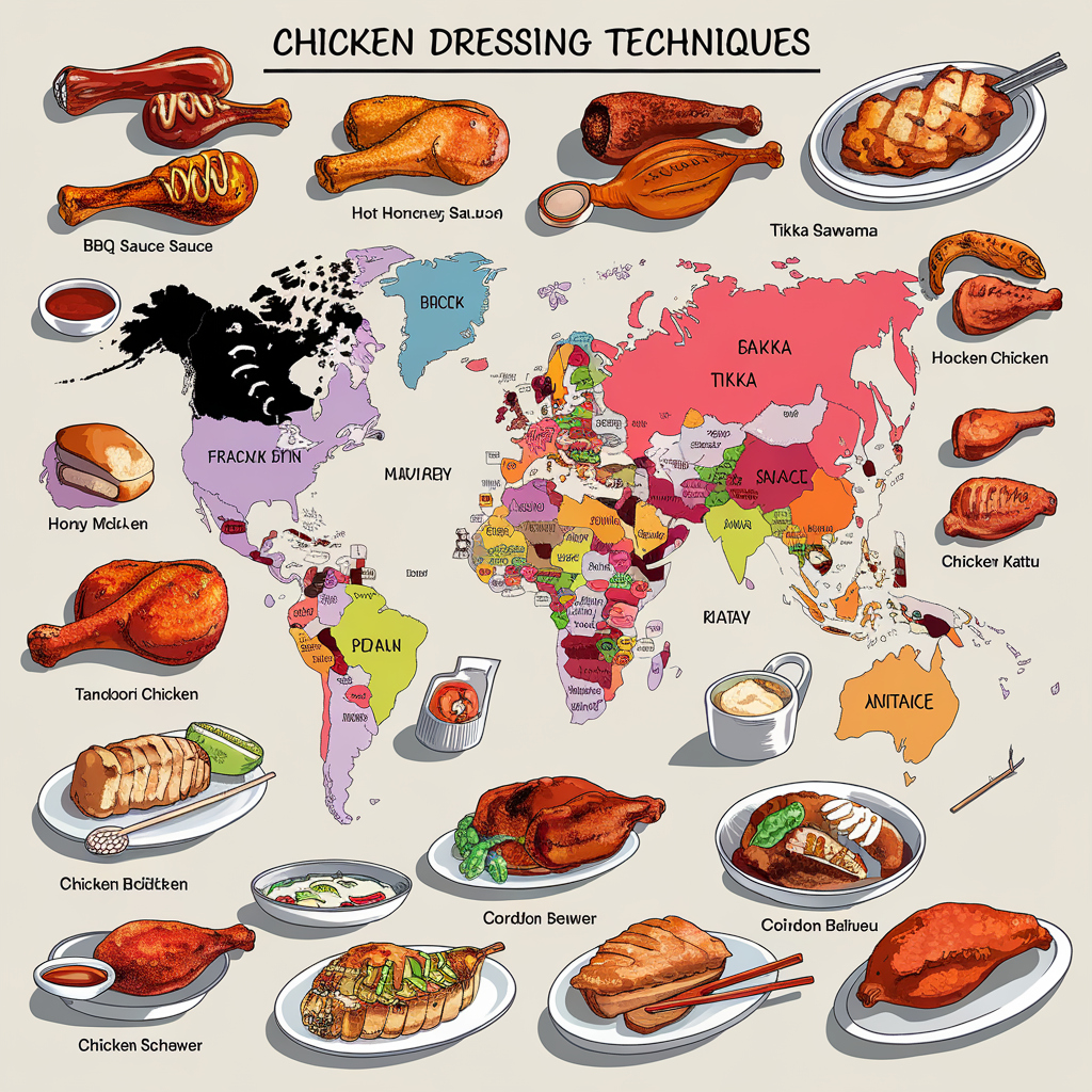 Regional variations of chicken dressing techniques from around the world.
