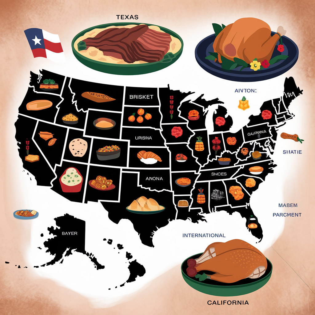 Regional variations of stuffing and dressing on a map of the United States.
