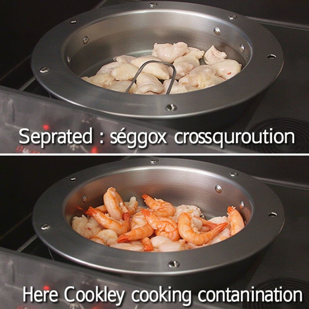 Separate fryers for chicken and shrimp in a professional kitchen
