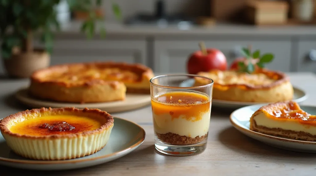 lagerstrom desserts, Gourmet desserts including creme brûlée, tiramisu, and apple galette.