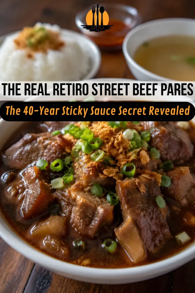 A traditional Filipino beef pares recipe featuring tender beef brisket stew served with garlic fried rice and clear broth.