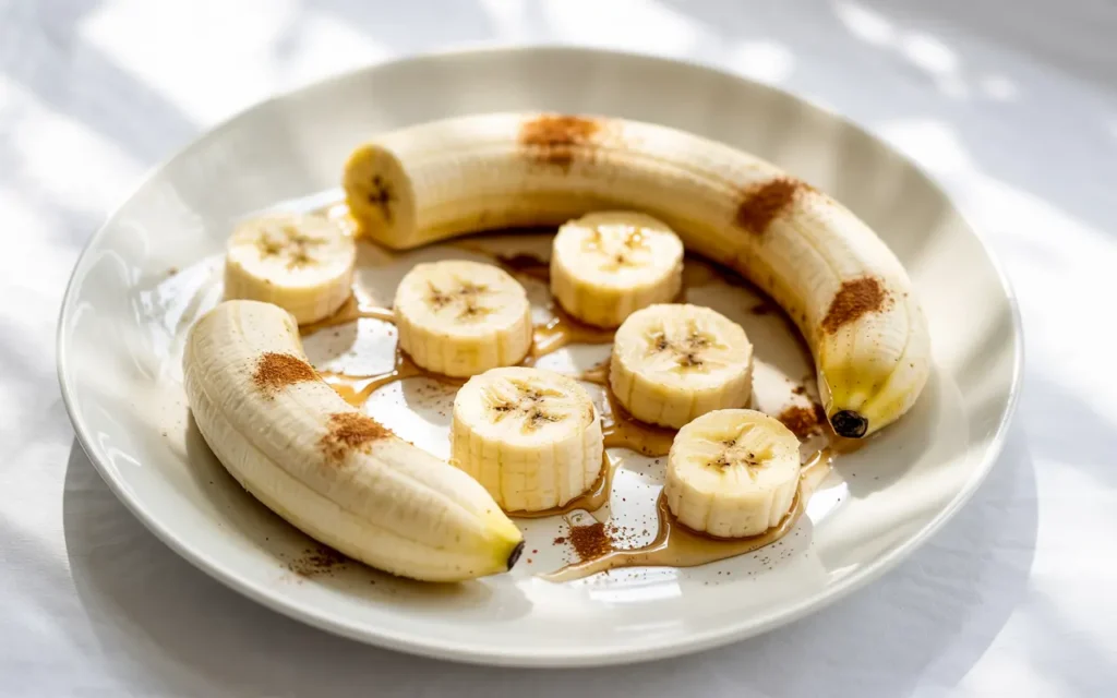 Sliced Bananas with Honey and Cinnamon – Top View