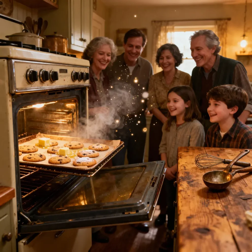 Cookie Memory of a family smiling as the sweet smell of cookies fills the kitchen