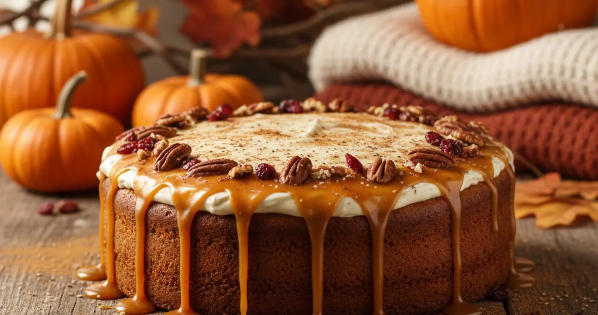Pumpkin Spice Cake Recipe with Caramel Drizzle