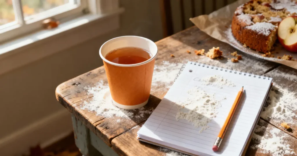 Cider Mill Memories: rustic apple press at sunrise, apples in burlap.