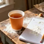 Cider Mill Memories: rustic apple press at sunrise, apples in burlap.