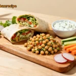 no-cook quick meals arranged on a table with wraps, salads, and fresh ingredients