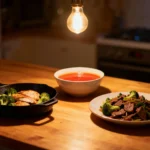 quick meals busy nights featuring simple chicken skillet, soup, and beef dinner on a cozy evening kitchen counter