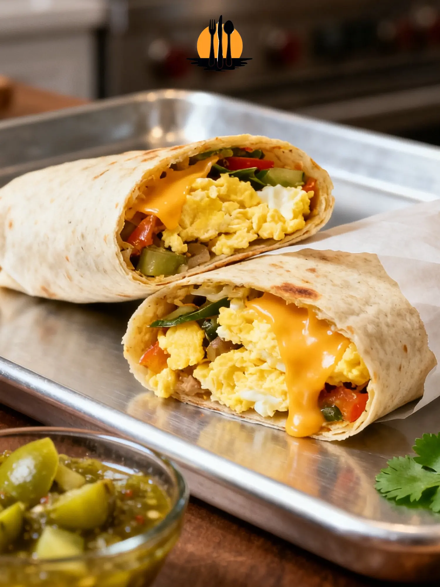 Frozen Breakfast Burritos Prep: The $2 High-Protein Secret 3 Professional Frozen Breakfast Burritos Prep with melted cheese and scrambled eggs on a kitchen tray.