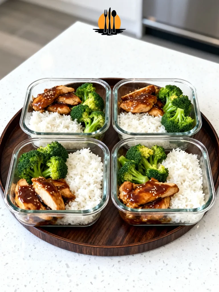 My $3 Cheap Teriyaki Chicken Meal Prep: High-Protein & Juicy 2 Cheap teriyaki chicken meal prep organized in four glass airtight containers with steamed broccoli and fluffy rice.