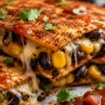Crispy black bean quesadillas with melted cheese, black beans, sweet corn, and golden crispy tortillas, an easy vegetarian dinner ready in 20 minutes