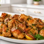 Air Fryer Brown Butter Chicken with juicy chicken, nutty brown butter glaze, crispy golden edges, fresh parsley, and lemon