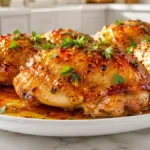 Air Fryer Maple Chicken with juicy glazed chicken thighs, maple Dijon glaze, caramelized finish, quick family dinner