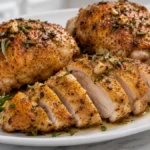 Air Fryer Rosemary Garlic Chicken with crispy golden skin, juicy chicken thighs, fresh rosemary, garlic, and lemon for an easy family dinner
